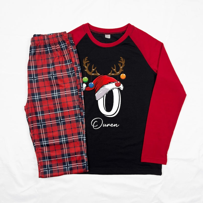 Personalized Family Christmas Pajamas With Name, Monogrammed Christmas Pajamas, Plus Size Family Pjs, Matching Pajamas With Dog