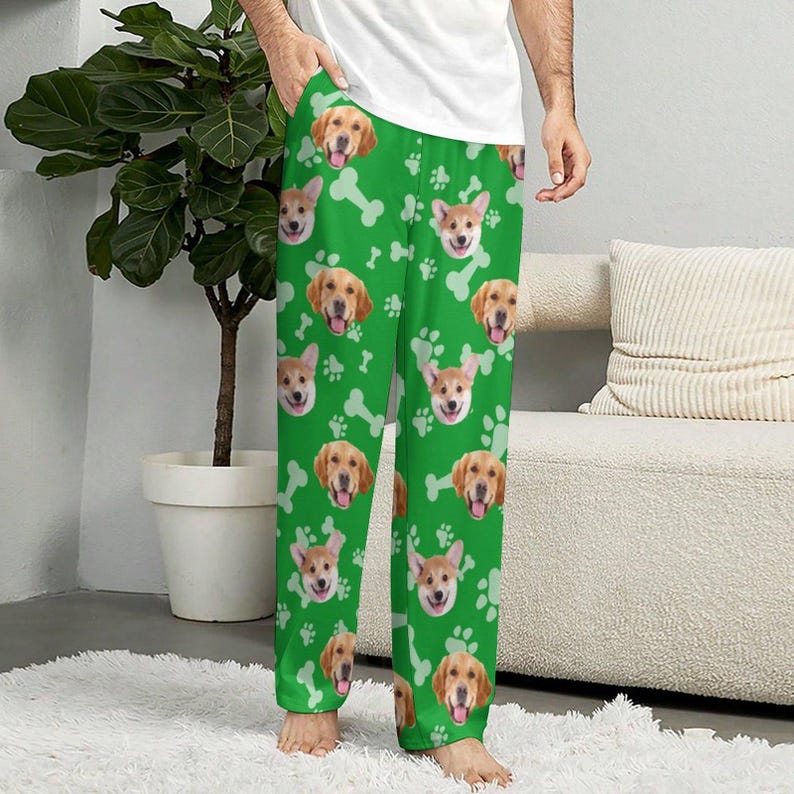 Custom Face Pajamas Pants,Personalized Dog Pet Photo Pajama Trousers,Women Men Kids Face Socks,Family Mothers Fathers Day,Christmas Gift
