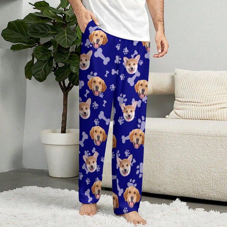 Custom Face Pajamas Pants,Personalized Dog Pet Photo Pajama Trousers,Women Men Kids Face Socks,Family Mothers Fathers Day,Christmas Gift