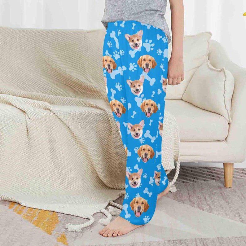 Custom Face Pajamas Pants,Personalized Dog Pet Photo Pajama Trousers,Women Men Kids Face Socks,Family Mothers Fathers Day,Christmas Gift