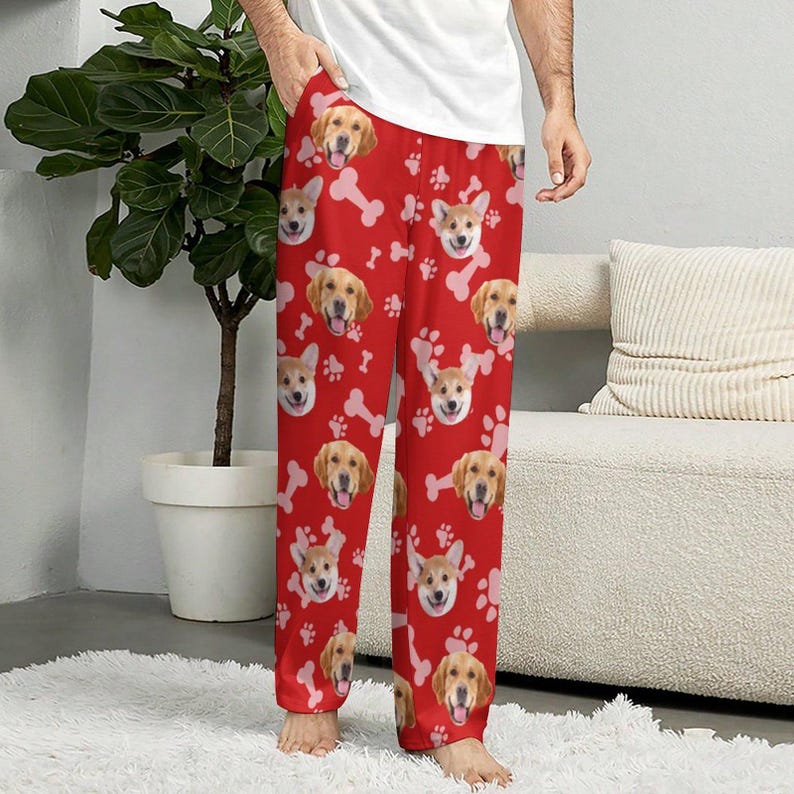 Custom Face Pajamas Pants,Personalized Dog Pet Photo Pajama Trousers,Women Men Kids Face Socks,Family Mothers Fathers Day,Christmas Gift