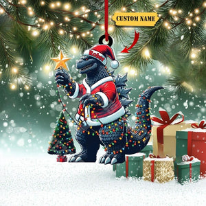 Personalized Godzilla Christmas Ornament: Funny Xmas Tree Decor