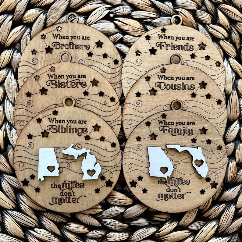 Family Christmas Ornament, Family Ornament Gift Brother, Sister, Cousins, Friends, Siblings, Moving Away Gift, New Home Gift State Ornament