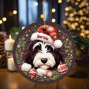Personalized Bernedoodle Christmas Ornament | Custom Dog Name, Holiday Decor