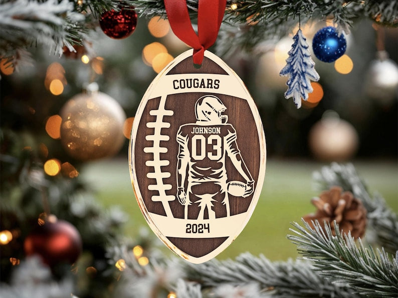 Personalized Sports Ornaments, Custom Football Player Ornament, Football Fan Gift, Personalized Football Player Keepsake, Sports Lovers Gift