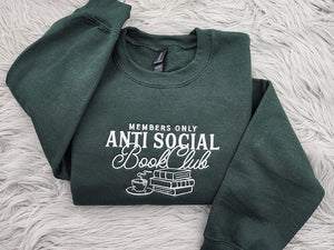 Anti Social Book Club Embroidered Crewneck, Book Club Shirt, Book Lover Crewneck, Bookish Crewneck, Book Club Sweatshirt - Hoodie il_794xN.6444114341_ccnj.jpg
