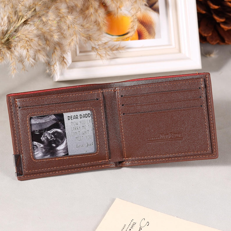 Custom Metal Ultrasound Photo Wallet Card, New Baby Sonogram Gift, Wallet Insert Card, Pregnancy Gift,New Dad Gift for Him, Fathers Day Gift