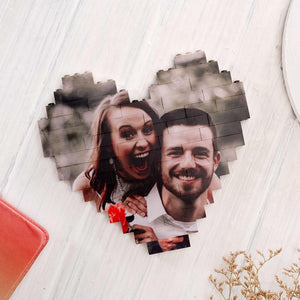Heart Shaped Anniversary Gift Photo Building Block, Personalized Picture Building Block, Wedding, Gifts for Him, Gifts for Her