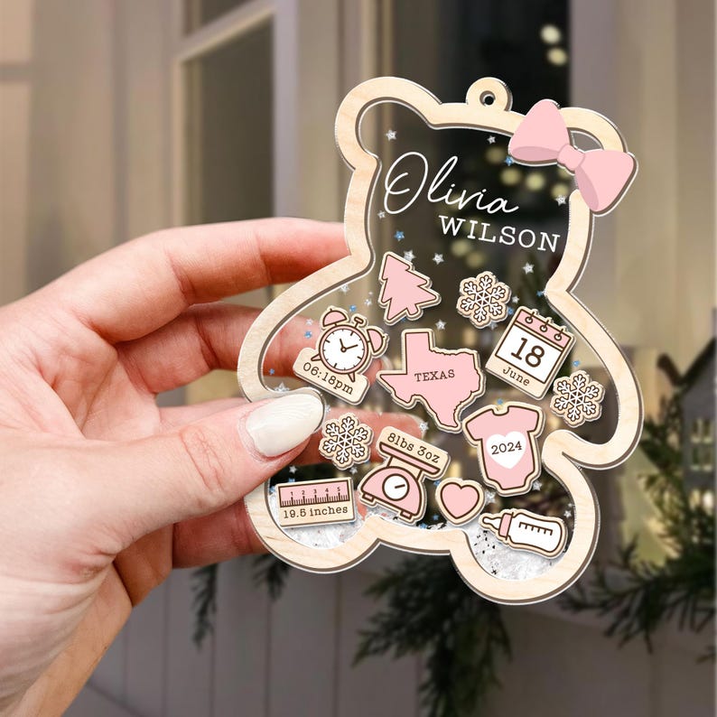 Baby's First Christmas Ornament 2025, Personalized Baby 1st Christmas Ornament, Custom New Baby Gift, 4D Shake Babies Ornament,Baby Keepsake