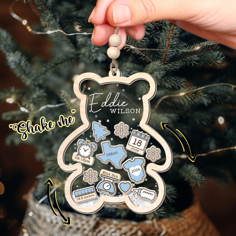 Baby's First Christmas Ornament 2025, Personalized Baby 1st Christmas Ornament, Custom New Baby Gift, 4D Shake Babies Ornament,Baby Keepsake