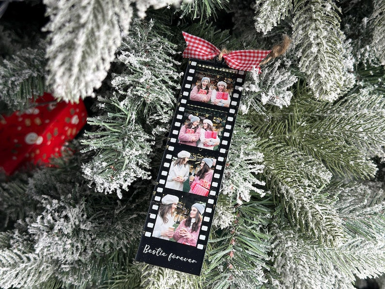 Photo Ornament, Photo Strip Ornament, Personalized Photo Strip Christmas Ornament, Christmas Ornament Photo Frame, First Married Ornament