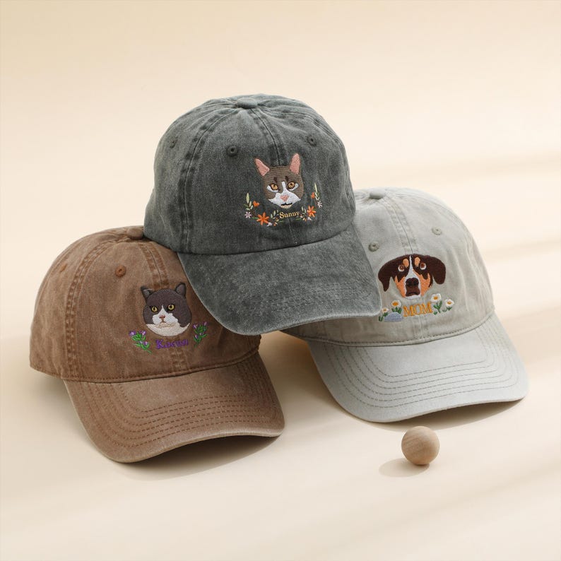 Custom EMBROIDERED Pet Hat Using Pet Photo Personalized Dog Hat Custom Cat Hat Custom Pet Cap Dog Hat Custom Dog Baseball Cap Dog Mom Hat