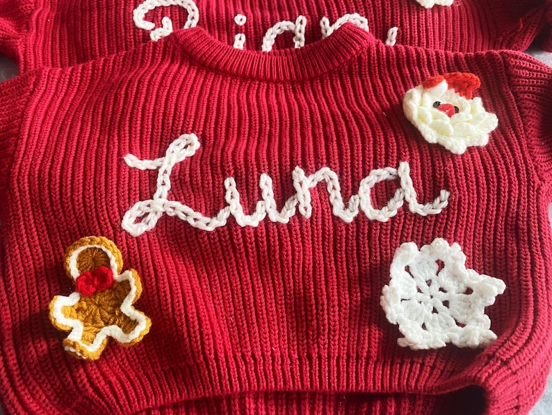 Red Baby Christmas Sweater|Personalized Santa Sweater with Name|Holiday Knit Outfit for Babies|Baby's First Christmas Outfit|Christmas Gift