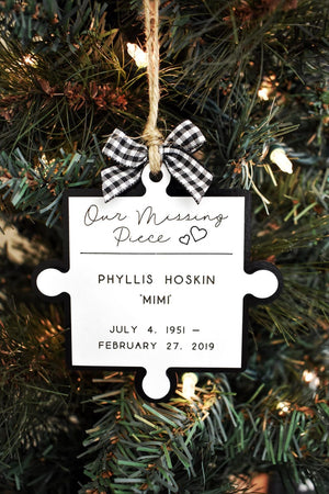 Our Missing Piece Memorial Ornament Personalized Wooden Memorial Ornament Keepsake for Loved Ones Lost Berevement Gift