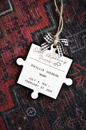 Our Missing Piece Memorial Ornament Personalized Wooden Memorial Ornament Keepsake for Loved Ones Lost Berevement Gift