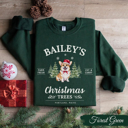 Corgi Christmas Sweatshirt Personalized Corgi Shirt Christmas Trees Sweater Dogs Holiday Crewneck Corgi Mom Christmas Gift Corgi Dog Lovers