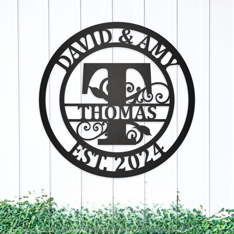 Custom metal monogram, personalized Family Name Metal Sign, Last Name Sign, Initial, Metal Monogram, Housewarming Gift, Wedding Anniversary