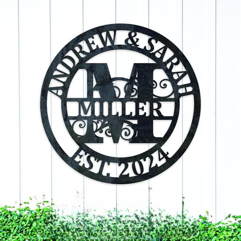 Custom metal monogram, personalized Family Name Metal Sign, Last Name Sign, Initial, Metal Monogram, Housewarming Gift, Wedding Anniversary