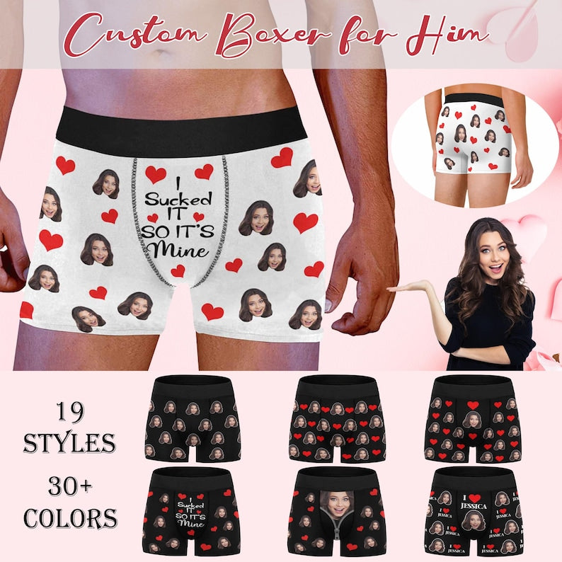 Custom Boxer Briefs with Face, Custom Anniversary Gift for Boyfriend Husband Dad, Birthday Gift, Funny Valentines Gift for Him Boyfriend