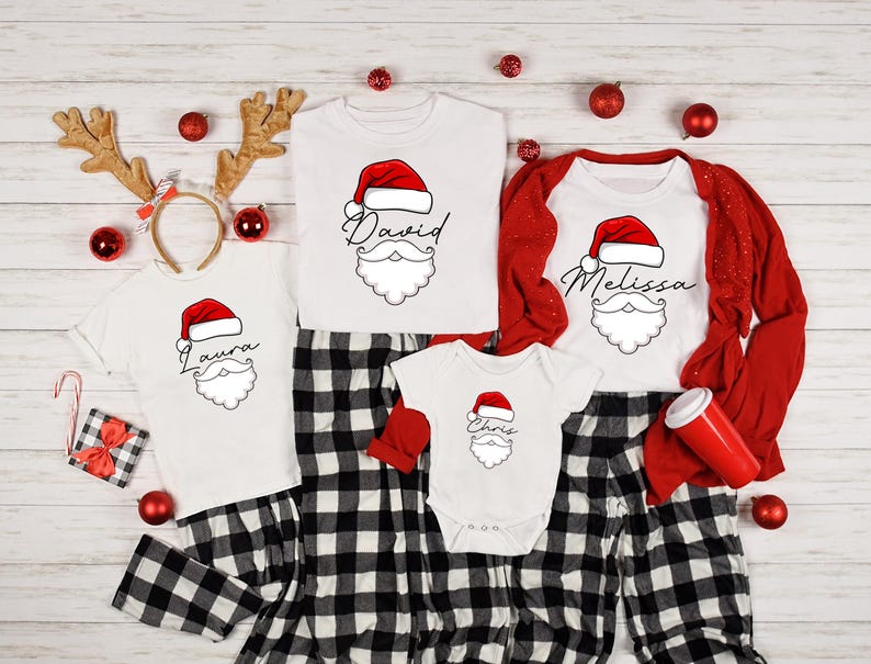 Custom Family Christmas Name Shirt, Santa's Hat Family Christmas Sweatshirt, Personalized Christmas Family Hoodie, Christmas Sweatshirt