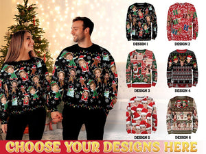 Custom Face Christmas Sweater For Men Women, Custom Ugly Sweatshirt, Personalized Pet Christmas Sweater, Funny Custom Face Sweatshirt