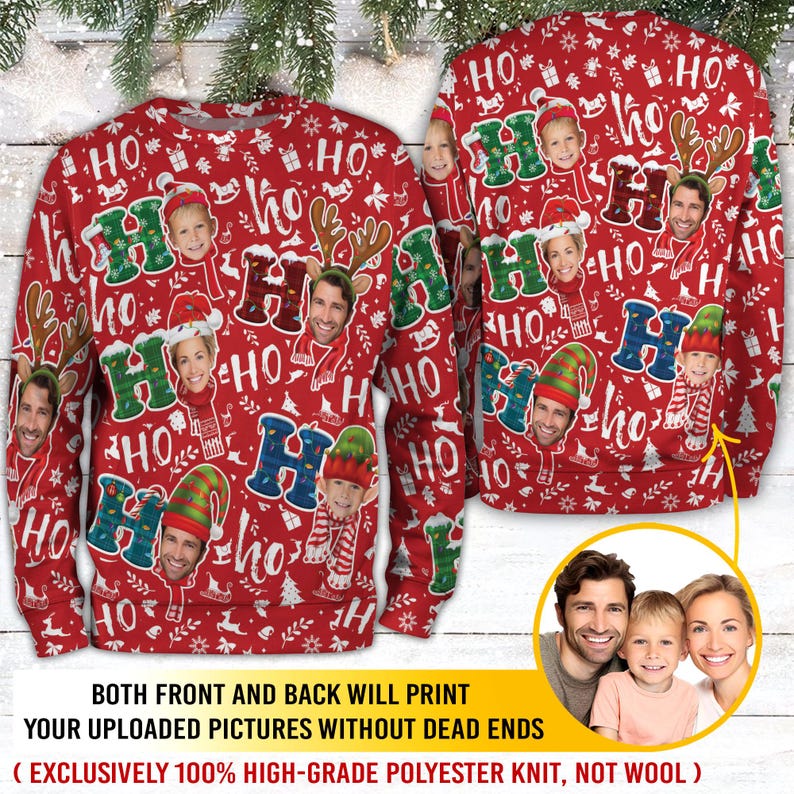 Custom Face Christmas Sweater For Men Women, Custom Ugly Sweatshirt, Personalized Pet Christmas Sweater, Funny Custom Face Sweatshirt