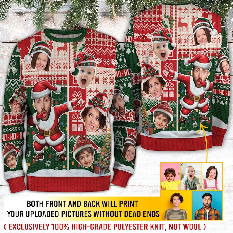 Custom Face Christmas Sweatshirt For Men Women, Custom Ugly Sweatshirt, Personalized Pet Christmas Sweatshirt, Funny Custom Face Sweatshirt