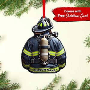 Firefighter Wood Ornament Personalized, Firefighter Uniform Ornament, Fireman Gift, Xmas Birthday Gift for Dad, Christmas Ornaments