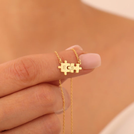 Tiny Puzzle Necklace, Dainty Puzzle Piece Necklace, Couple Necklace, Puzzle Jewelry, Best Friend Gifts, Christmas Gift