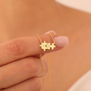 Tiny Puzzle Necklace, Dainty Puzzle Piece Necklace, Couple Necklace, Puzzle Jewelry, Best Friend Gifts, Christmas Gift