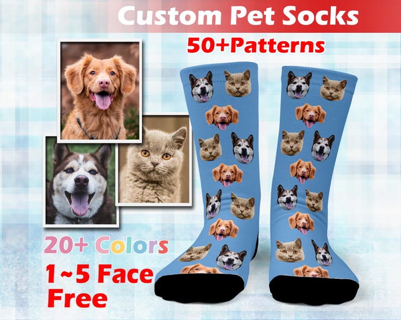 Custom Pet Socks, Customized socks with any photos and text, personalized socks for Dog/cat Lovers,back to school gift,Happy Father s Day