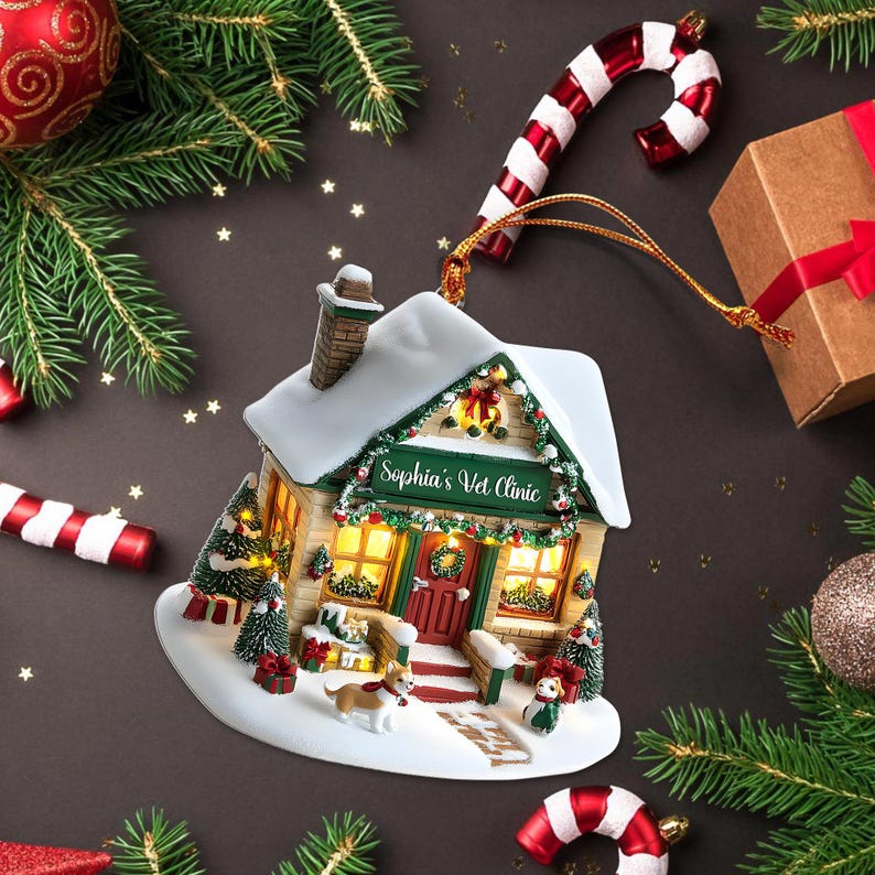 Personalized Dreamy Vet Clinic 2D Flat Acrylic Ornament, Gift for Animal Lovers, Gift for Pet Groomer, Veterinarian Gift, New Vet Gift