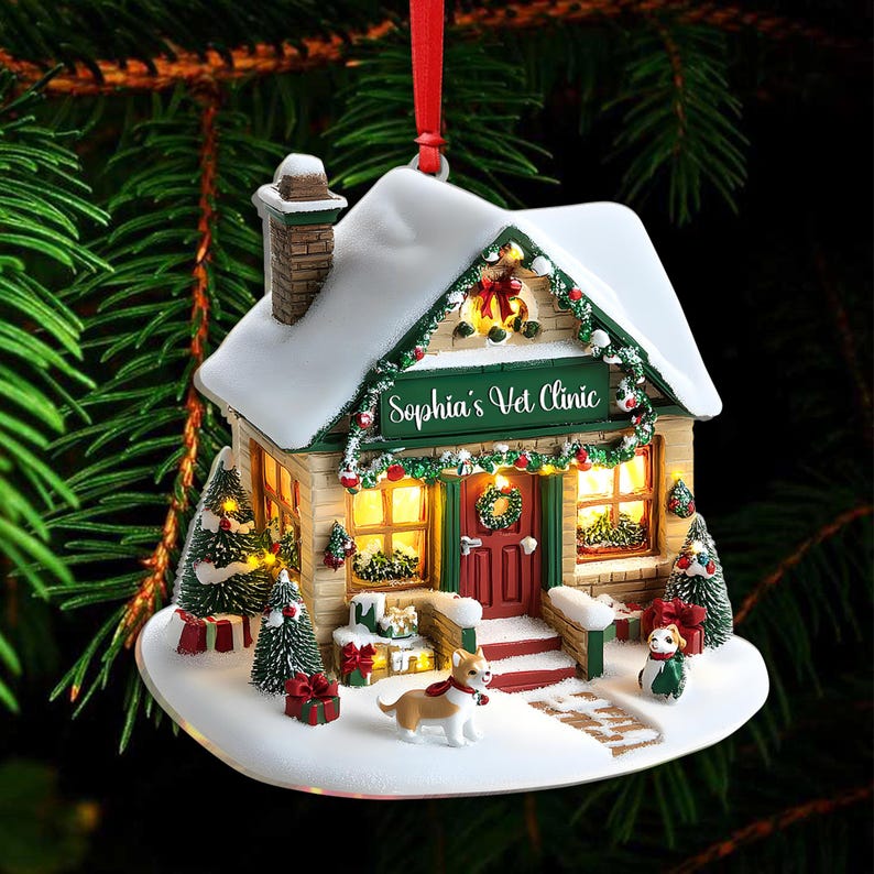 Personalized Dreamy Vet Clinic 2D Flat Acrylic Ornament, Gift for Animal Lovers, Gift for Pet Groomer, Veterinarian Gift, New Vet Gift