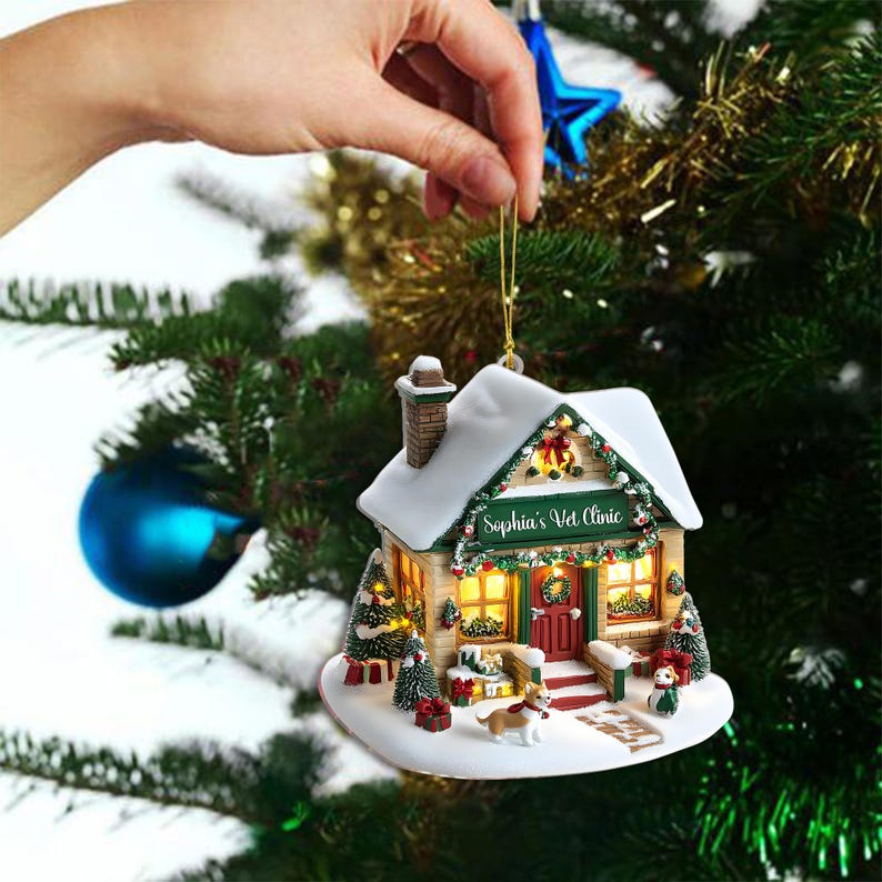 Personalized Dreamy Vet Clinic 2D Flat Acrylic Ornament, Gift for Animal Lovers, Gift for Pet Groomer, Veterinarian Gift, New Vet Gift