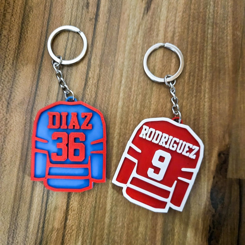 Personalized Hockey Jersey Keychain Bag Tag 3D Printed Gift for Hockey Fans Gift for Kids Hockey Sports Team Gift Custom Hockey Bag Tag