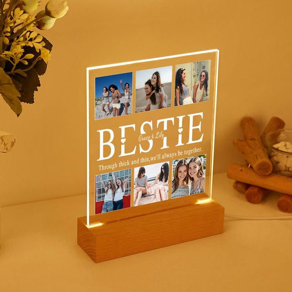 Personalized Bestie Photo Collage Night Light,Custom Bestie Gift withname,BFF Gift,Best Friend Birthday Gift,Friendship Gift,Gift for Bestie