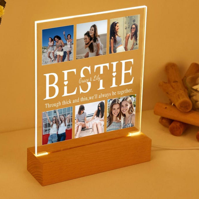 Personalized Bestie Photo Collage Night Light,Custom Bestie Gift withname,BFF Gift,Best Friend Birthday Gift,Friendship Gift,Gift for Bestie