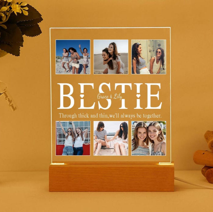 Personalized Bestie Photo Collage Night Light,Custom Bestie Gift withname,BFF Gift,Best Friend Birthday Gift,Friendship Gift,Gift for Bestie