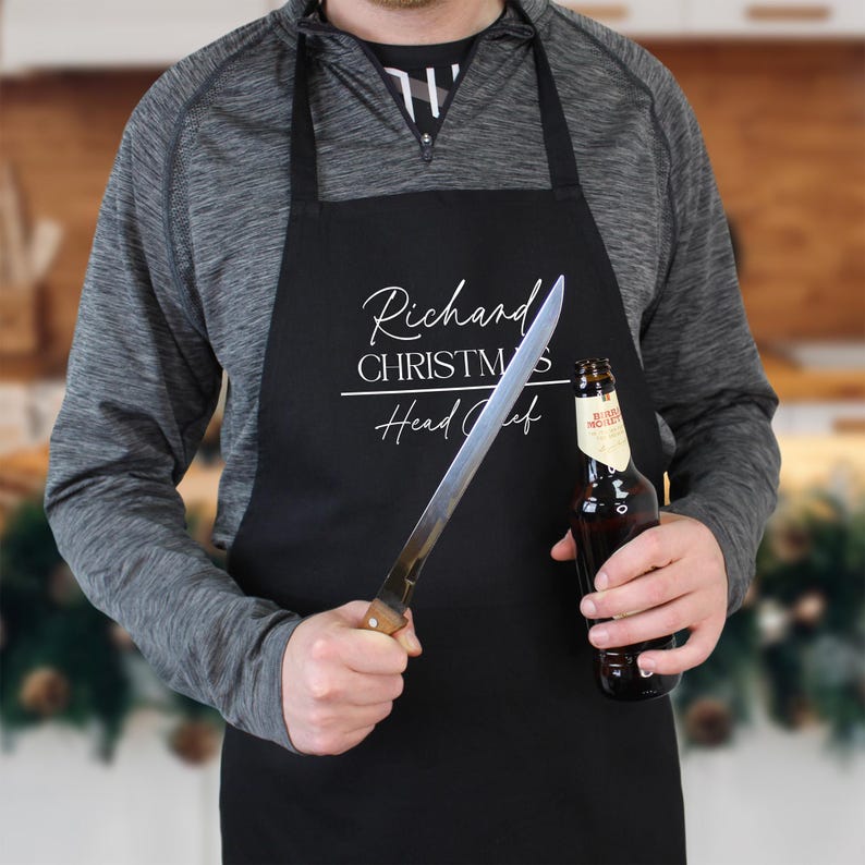 Personalised Adult Christmas Cooking Apron Christmas Dinner Role, Turkey Carver Apron, Family Christmas Apron, Cooking Secret Santa Gift