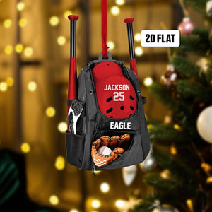 Personalized Baseball Bag 2D Flat Ornament, Baseball Player Gear Ornament, Baseball Custom Name Keepsake, Baseball Christmas Ornament