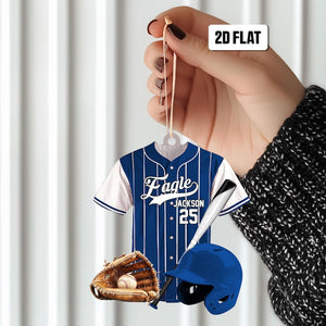 Personalized Baseball Bag 2D Flat Ornament, Baseball Player Gear Ornament, Baseball Custom Name Keepsake, Baseball Christmas Ornament