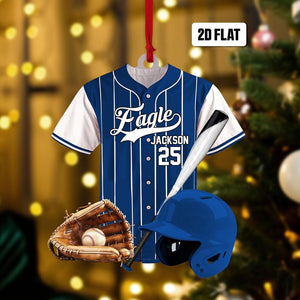 Personalized Baseball Bag 2D Flat Ornament, Baseball Player Gear Ornament, Baseball Custom Name Keepsake, Baseball Christmas Ornament