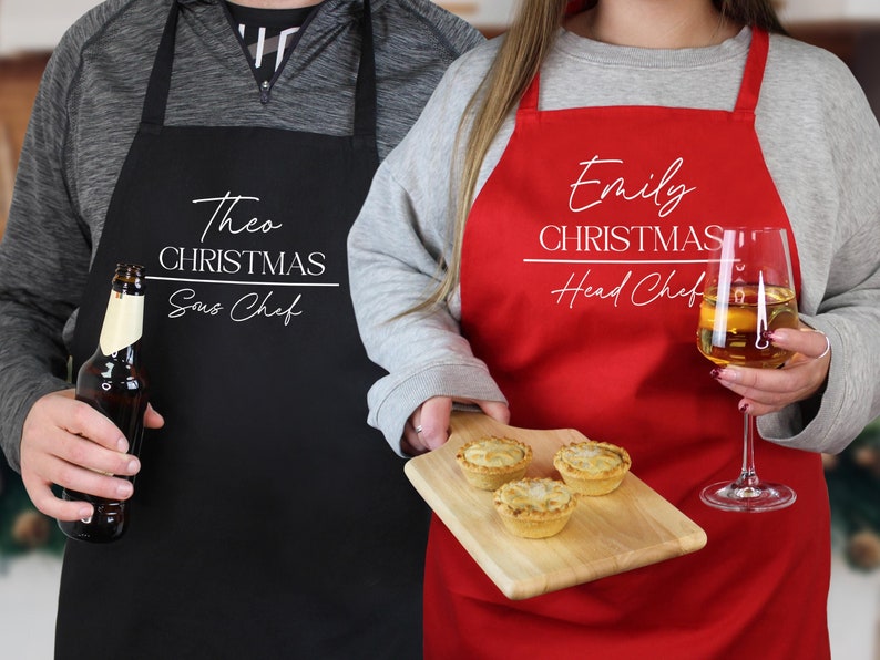 Personalised Adult Christmas Cooking Apron Christmas Dinner Role, Turkey Carver Apron, Family Christmas Apron, Cooking Secret Santa Gift