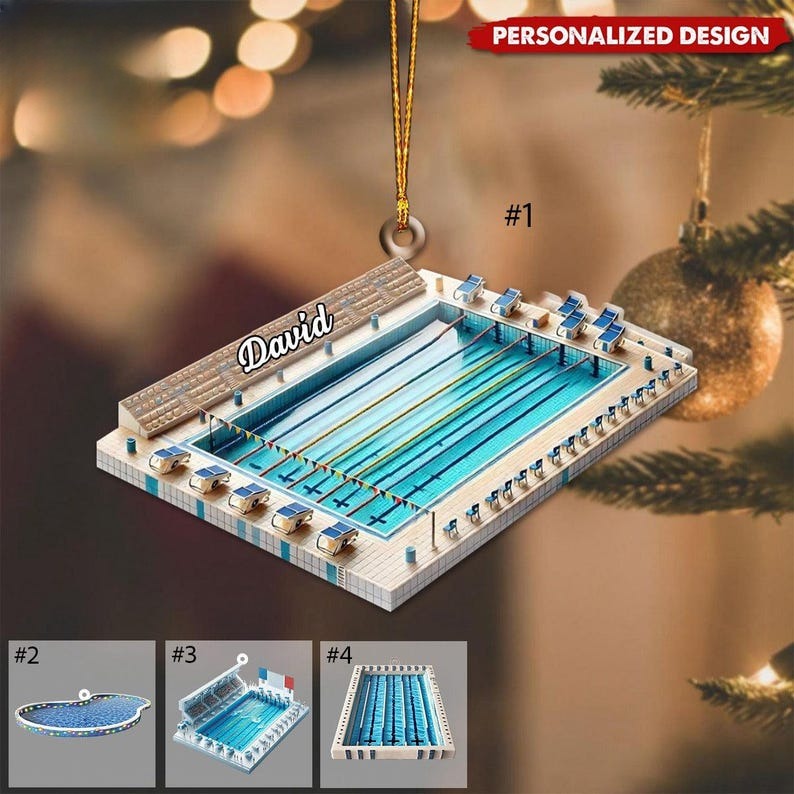 Personalized Swimming Pool Ornament, Swimmer Gift, Swimming Pool Keepsake, Custom Swimming Pool Christmas Ornament, Swimming Lovers Gift