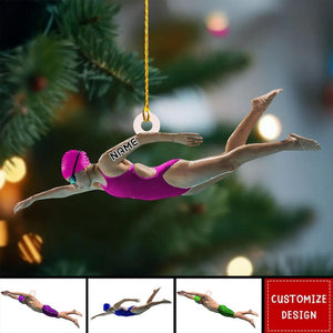 Personalized Swimming Ornament, Swimmer Gift, Swimmer Keepsake, Custom Swimming Christmas Ornament, Swimming Lovers Gift, Swimmer Ornament
