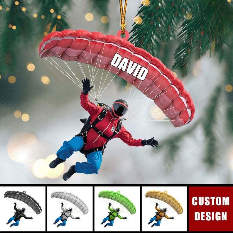 Skydiving Players Keepsake Gift, Personalized Skydiving Christmas Ornament, Skydiving Lovers Gift, Custom Skydiver Flat Acrylic Ornament