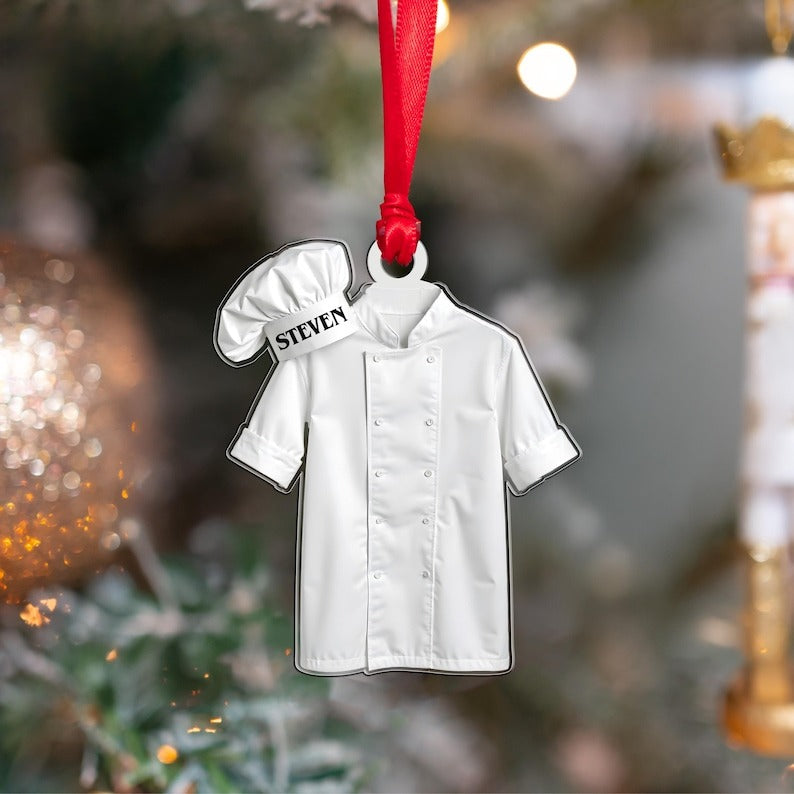 Personalized Chef Uniform Christmas Ornament: Custom Acrylic Chef Gift, 2D Flat Ornament