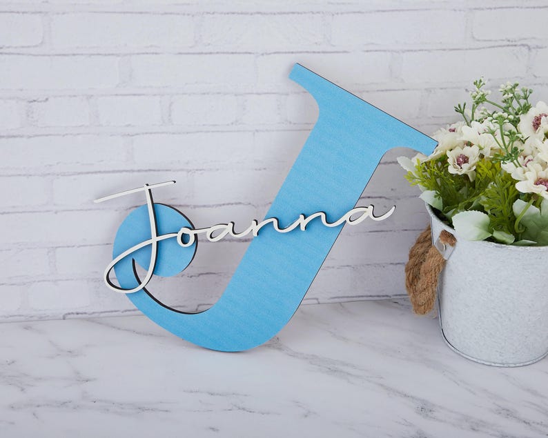 Custom Letter Capitalized Name Sign,Initials Family Name Sign,Wooden Wall Name Sign for Wall,Personalized New Baby Gift,wedding decorations