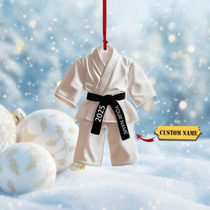Personalized Karate Ornament 2D 2025 - Custom Name Martial Arts Gi Decoration, Perfect Christmas Gift for Karate Enthusiasts ,black belt