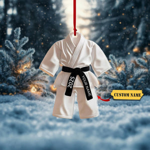 Personalized Karate Ornament 2D 2025 - Custom Name Martial Arts Gi Decoration, Perfect Christmas Gift for Karate Enthusiasts ,black belt